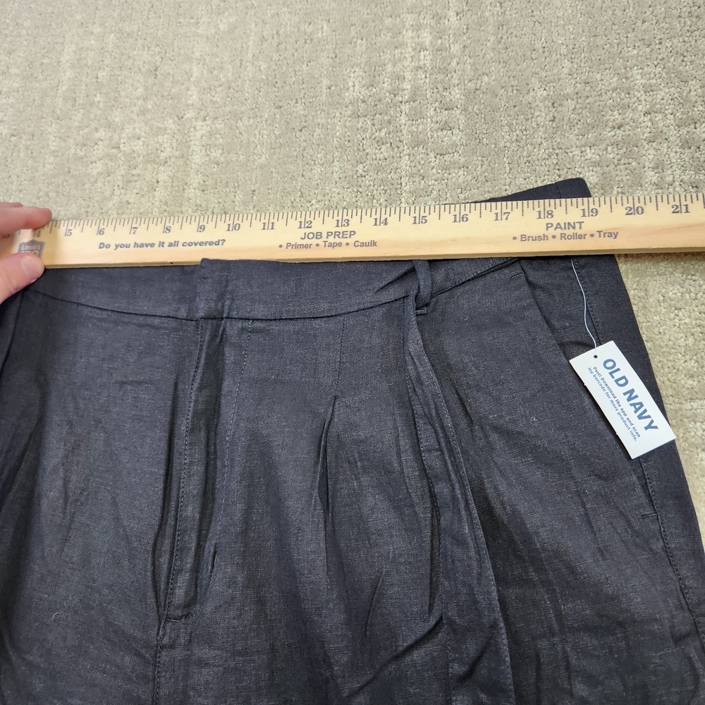 Wide Leg Linen Blend Pants Women XL High Waist Crop Black Old Navy Athleisure - Picture 5 of 10
